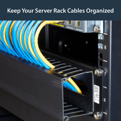 StarTech.com Horizontal 2U Server Rack Cable Management Finger Duct w/ Cover - 19" Network Rack Wire Duct Raceway Panel - Slotted Wire Duct