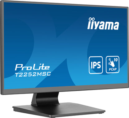 iiyama ProLite 21.5” PCAP 10pt touchscreen monitor featuring IPS panel technology, Edge-to-Edge glass design and anti fingerprint coating