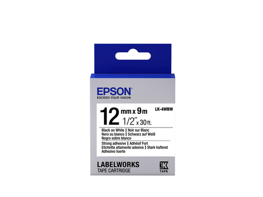 Epson Label Cartridge Strong Adhesive LK-4WBW Black/White 12mm (9 m)