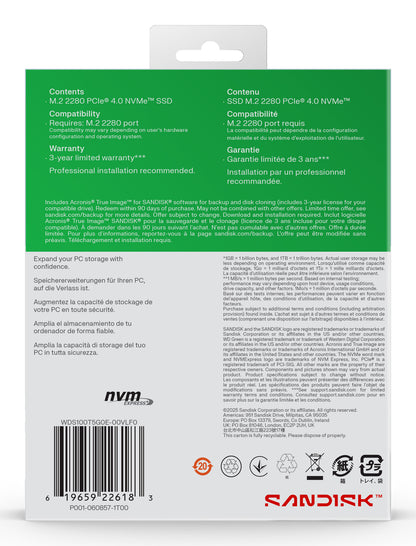 SanDisk Green WD ™ SN3000 NVMe™ SSD POWERED BY 1 TB