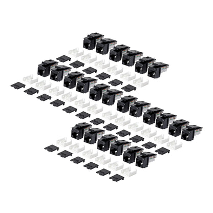 StarTech.com Cat6 Keystone Jack, 24-Pack RJ45 Ethernet Keystone Jacks, UTP Cat6 Wall Jack, 90-Degree 110 Punch Down, Black