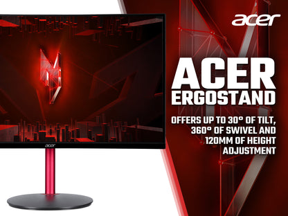 Acer Nitro KG2 Nitro XZ272S3 curved gaming monitor - 27", 1500R, Full HD, 180Hz, 1ms, FreeSync Premium, DisplayHDR 400, HDMI & DP