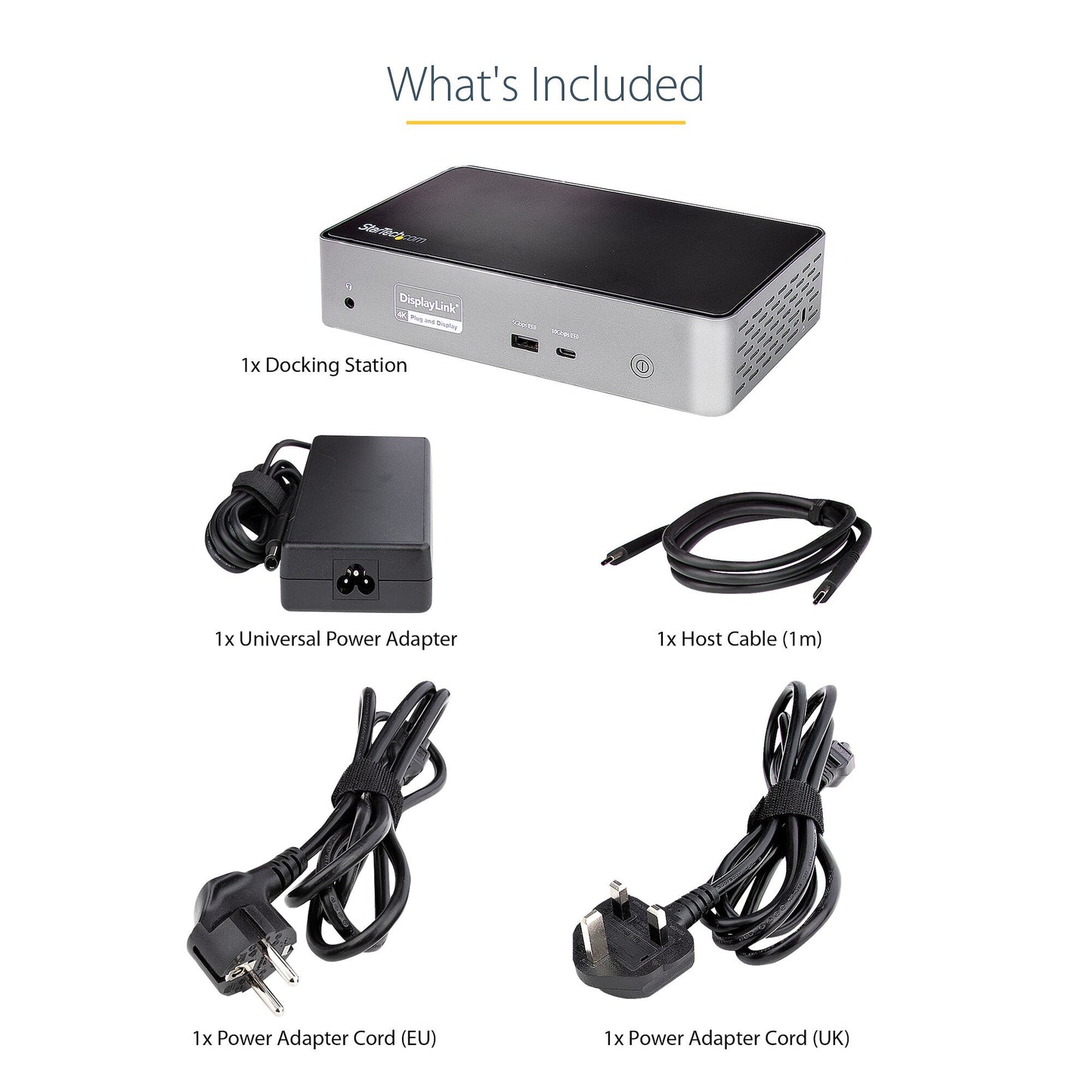 StarTech.com USB C Dock - 4K 60Hz Quad Monitor DisplayPort & HDMI - Universal USB-C Docking Station with 100W Power Delivery - USB Hub with 1x USB Type-C & 3x USB-A, Ethernet, Audio