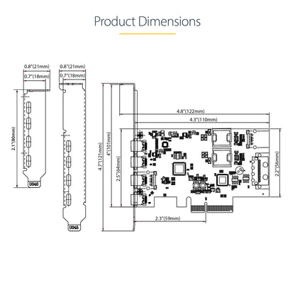 StarTech.com 5-Port USB PCIe Card, USB 3.2 10Gbps, PCI Express Card with 4x USB-C Ports, 1x USB-A Internal Port, USB PCIe Controller Card, Windows/macOS/Linux
