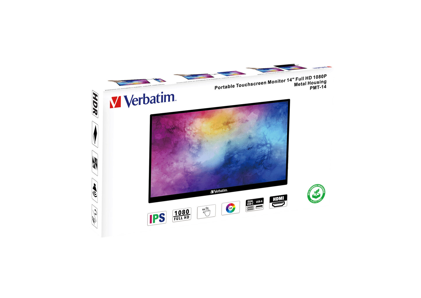 Verbatim 49591 computer monitor 35.6 cm (14") 1920 x 1080 pixels Full HD LCD Touchscreen Black