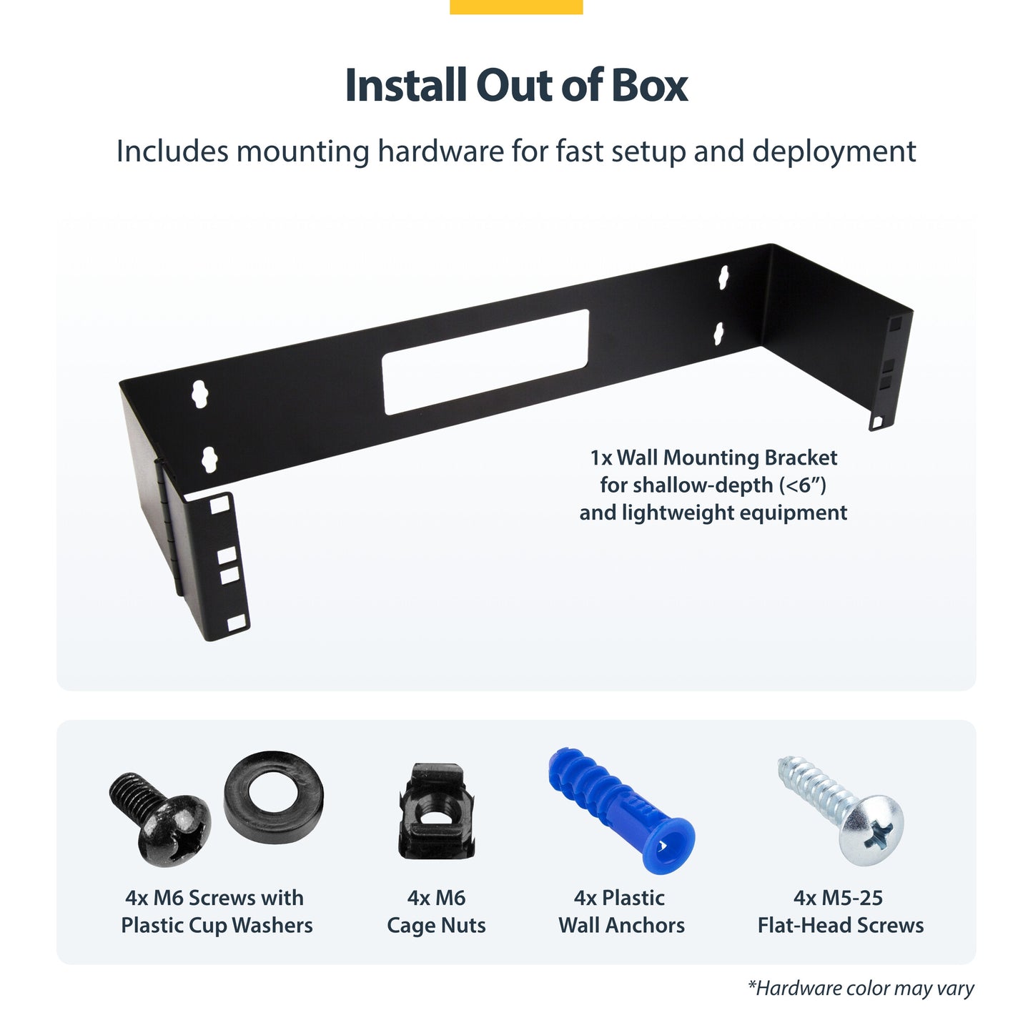 StarTech.com 2U Hinged Wall Mount Patch Panel Bracket - 6 inch Deep - 19" Patch Panel Swing Rack for Shallow Network Equipment- 22lbs