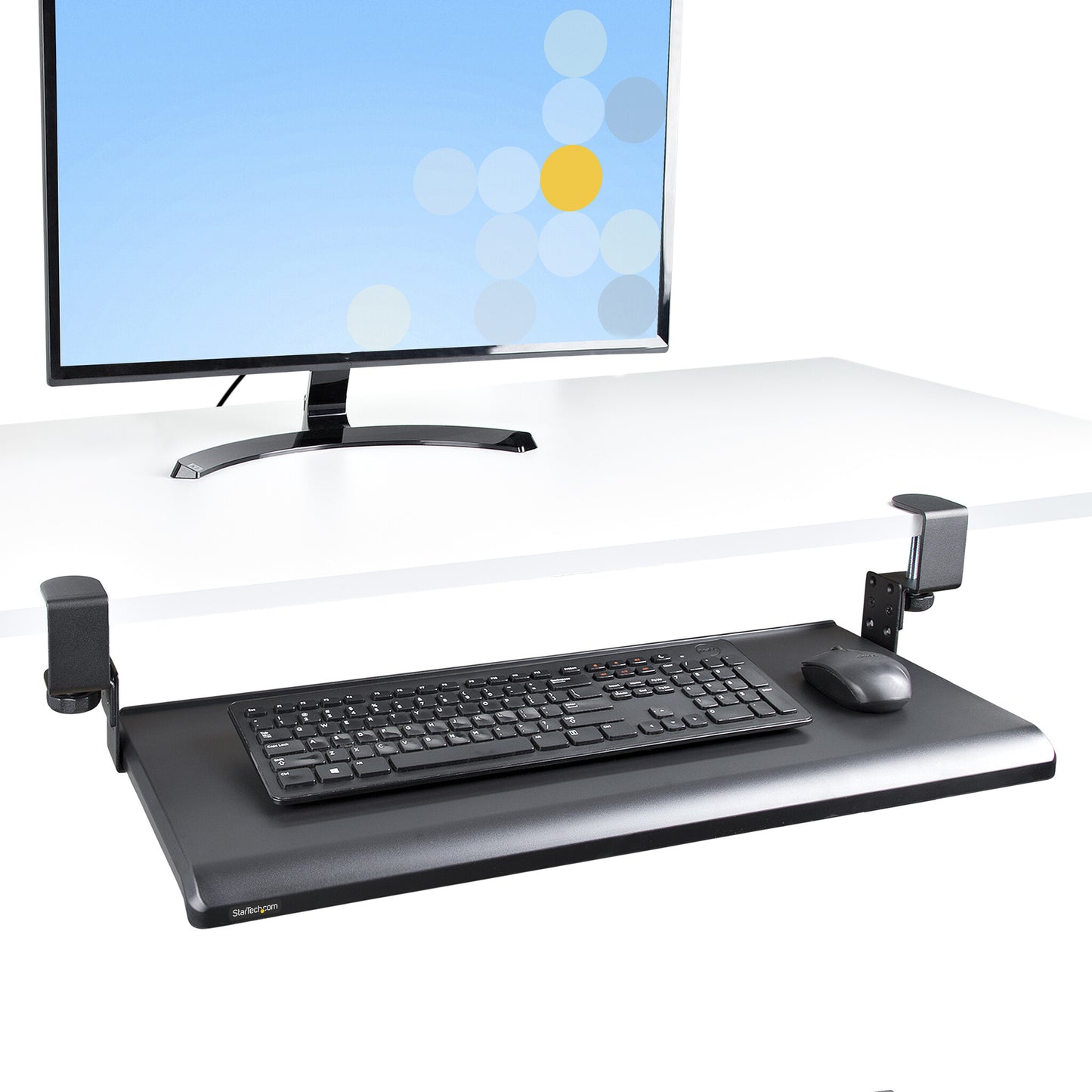 StarTech.com Under-Desk Keyboard Tray, Clamp-on Ergonomic Keyboard Holder, Up to 12kg (26.5lb), Sliding Keyboard and Mouse Drawer with C-Clamps, Height Adjustable Keyboard Tray (3.9/4.7/5.5 in) - TAA