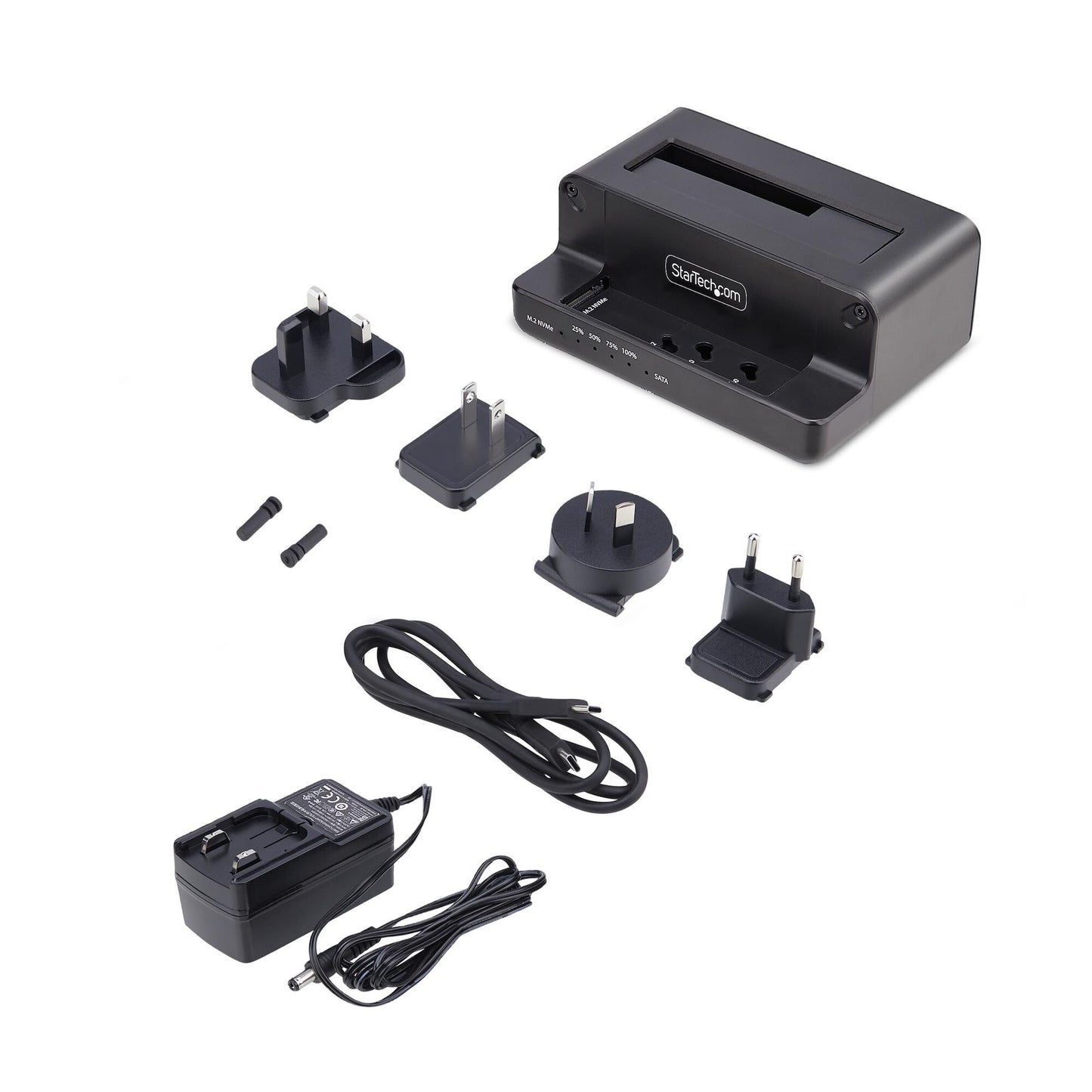 StarTech.com M.2 NVMe to 2.5/3.5" SATA Drive Duplicator, Dual Bay Standalone SSD Cloner/Drive Dock, Bidirectional NVMe to SATA / SATA to NVMe, Up to 27GBpm, TAA