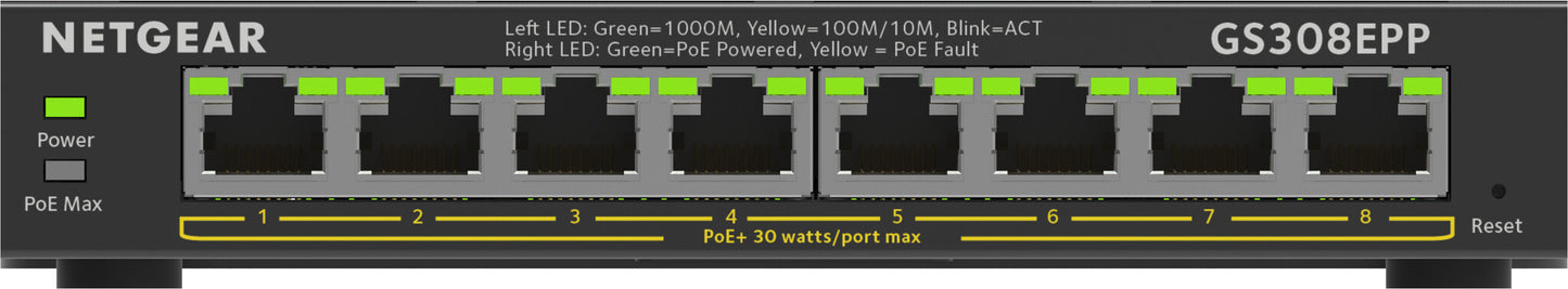 NETGEAR GS308EPP Managed L2/L3 Gigabit Ethernet (10/100/1000) Power over Ethernet (PoE) Black