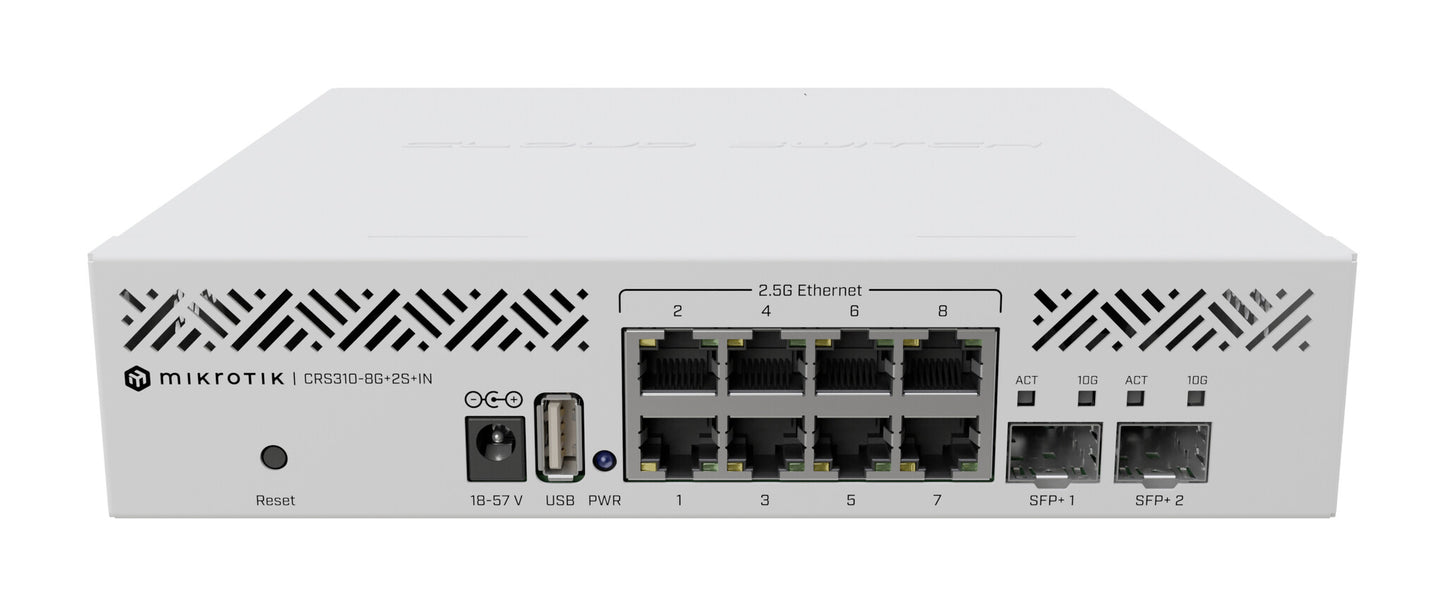 Mikrotik CRS310-8G+2S+IN: L3 Smart Switch Managed 2.5G Ethernet (100/1000/2500) 1U White