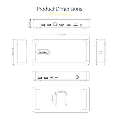 StarTech.com Dual-Monitor USB4 Docking Station, Dual 4K 120Hz or Single 8K 60Hz HDMI, 100W Laptop Charging, 2.5GbE, USB-C Multi-Monitor Dock, Driverless