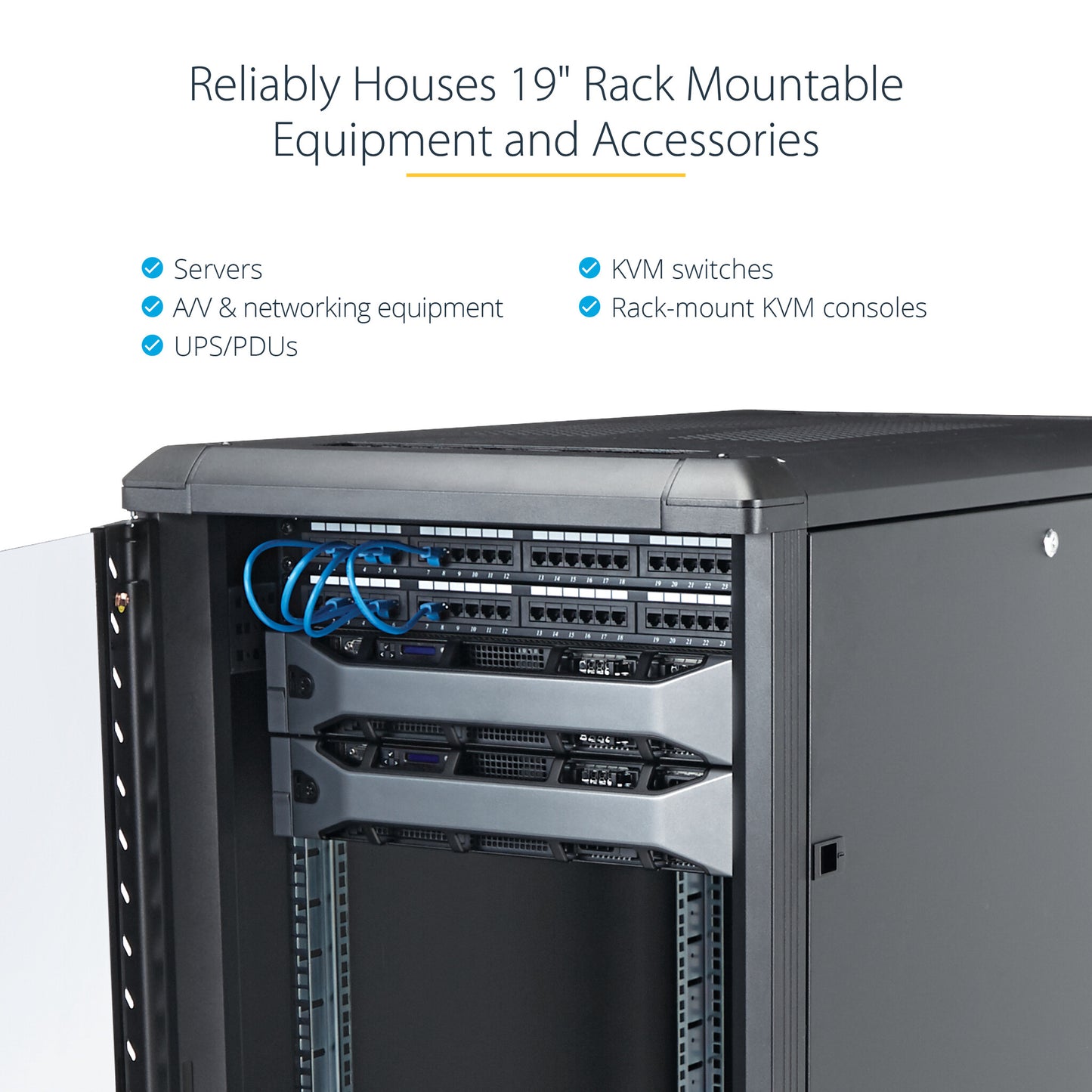 StarTech.com 25U Enterprise-Grade Server Rack Cabinet, 19in Enclosed 4-Post Rack with 33in (83cm) Mounting Depth and 1764lb (800kg) Weight Capacity