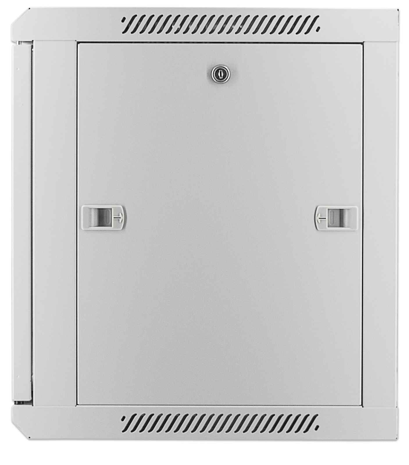 Intellinet 19" Network Cabinet - Wall Mount (Standard), 9U, 600mm Deep, Grey, Assembled, Max 60kg, Suitable also for use on desk or floor, Usable Depth 500mm, Metal & Glass Door, Back Panel, Removeable Sides, Parts for wall install (eg screws/rawl plugs)