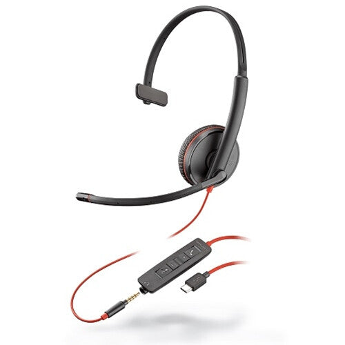 POLY Blackwire 3215 Headset Wired Head-band Calls/Music USB-C, Boom microphone, black