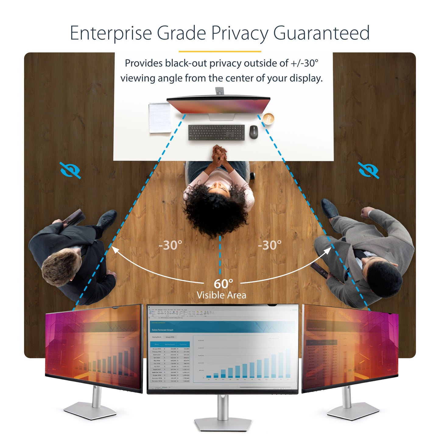 StarTech.com 24-inch 16:9 Gold Monitor Privacy Screen, Reversible Filter w/Enhanced Privacy, Glossy Computer Security Filter, Removable Screen Protector/Shield, +/- 30 Deg.