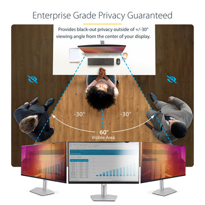 StarTech.com 27-inch 16:9 Gold Monitor Privacy Screen, Reversible Filter w/Enhanced Privacy, Glossy Computer Security Filter, Removable Screen Protector/Shield, +/- 30 Deg.