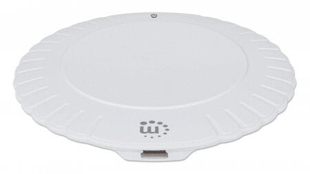 Manhattan Smartphone Wireless Charging Pad, 5W charging, QI certified, White, Micro-USB to USB-A cable included, Micro-USB input into pad, USB-A wall charger/input required (not included), Cable 0.5m, Three Year Warranty