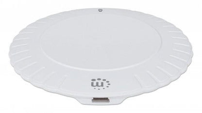 Manhattan Smartphone Wireless Charging Pad, 5W charging, QI certified, White, Micro-USB to USB-A cable included, Micro-USB input into pad, USB-A wall charger/input required (not included), Cable 0.5m, Three Year Warranty