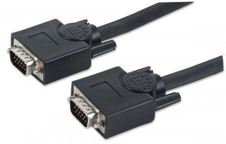 Manhattan VGA Monitor Cable, 30m, Black, Male to Male, HD15, Cable of higher SVGA Specification (fully compatible), Fully Shielded, Lifetime Warranty, Polybag