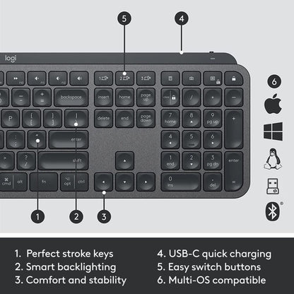 Logitech MX Keys Combo For Business Gen 2 keyboard Mouse included Office RF Wireless + Bluetooth QWERTY UK International Graphite