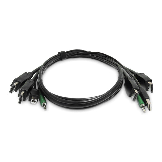 StarTech.com 6ft (1.8m) Dual-DisplayPort KVM Cable, 2x USB A to B, 3.5mm Audio, Universally Compatible Combo Cable for KVM Switches, TAA Compliant