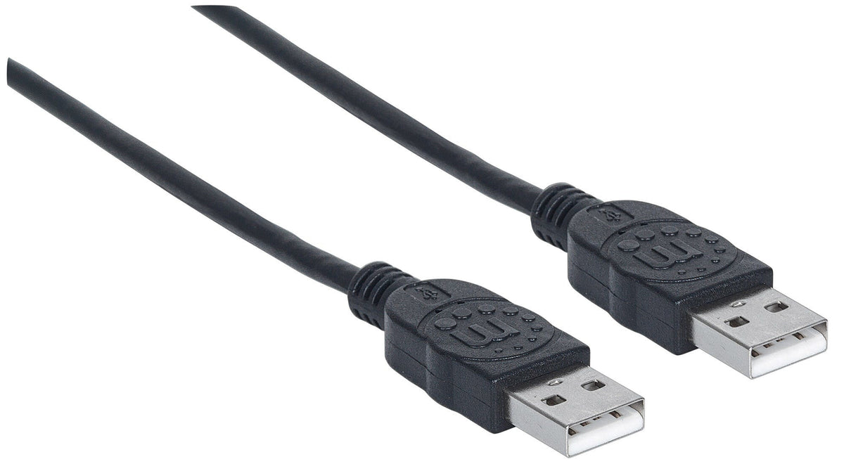 Manhattan USB-A to USB-A Cable, 1m, Male to Male, USB 2.0, 480 Mbps, Hi-Speed USB, Black, Lifetime Warranty, Equivalent to USB2AA1M