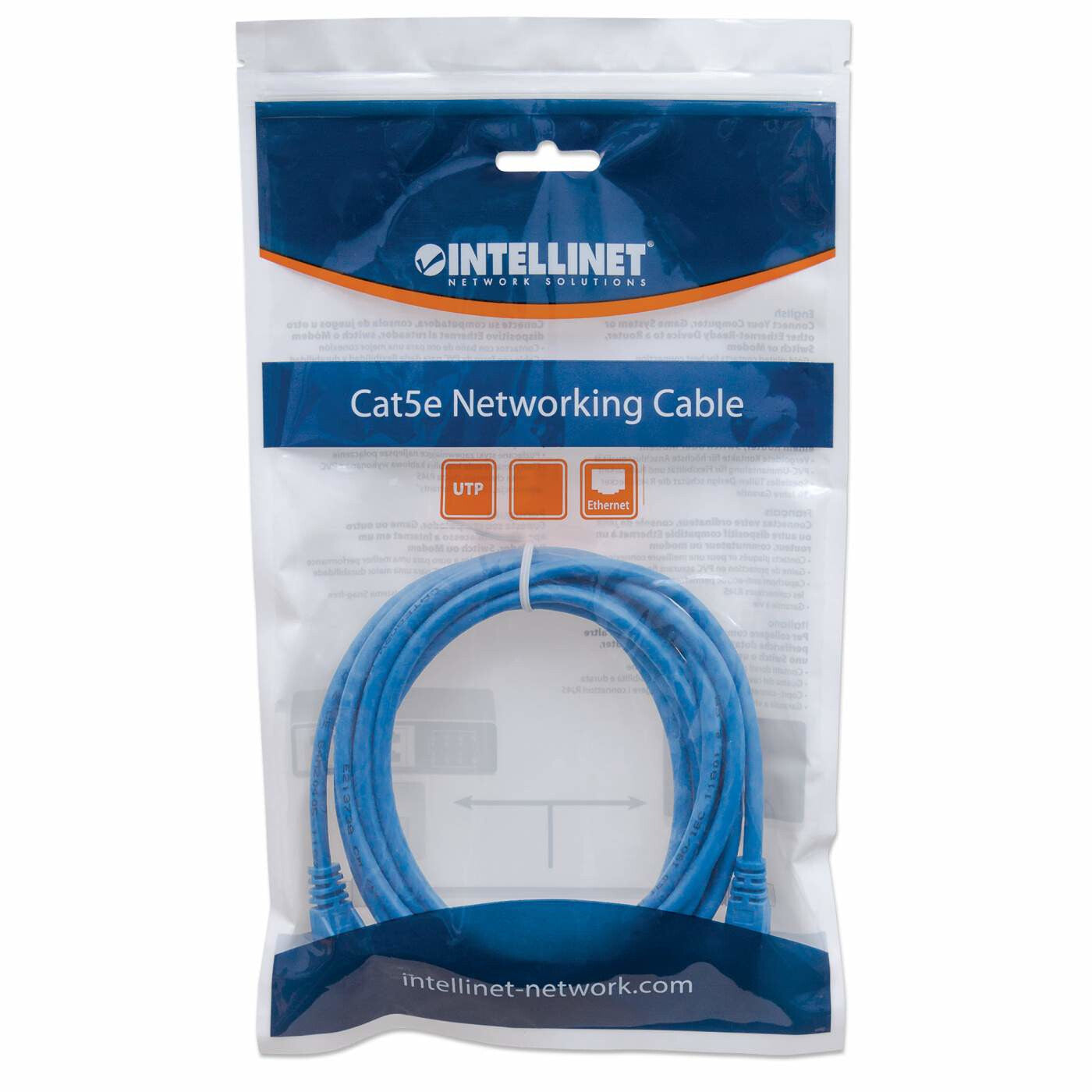 Intellinet Network Patch Cable, Cat6, 0.5m, Blue, CCA, U/UTP, PVC, RJ45, Gold Plated Contacts, Snagless, Booted, Lifetime Warranty
