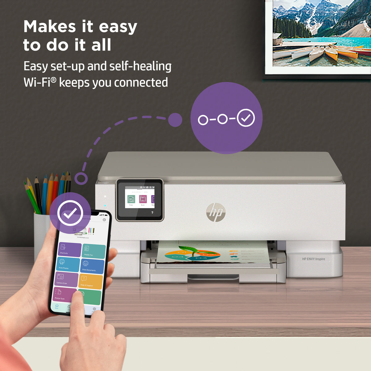 HP ENVY Inspire 7220e Wireless All-in-One Color Printer, Instant Ink; Copier, Scanner