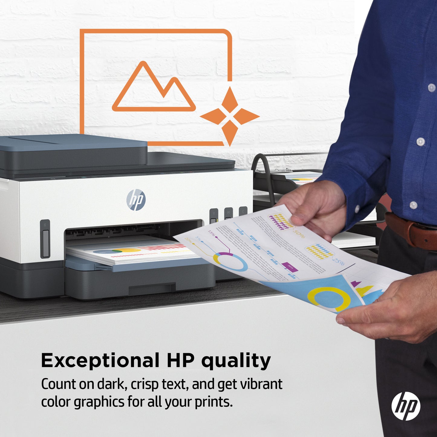 HP Smart Tank 7308 Wireless All-in-One Color Printer, Up to 2 Years of ink included; Two-sided printing; Copier, Scanner