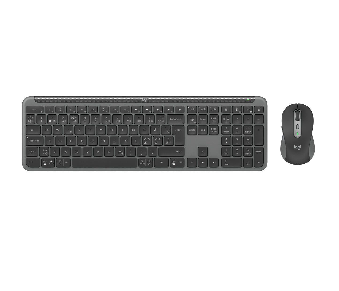 Logitech Signature Slim Combo MK950 keyboard Mouse included Office RF Wireless + Bluetooth QWERTY Nordic Graphite