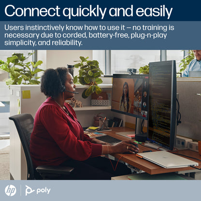 HP Poly Blackwire 3310 Monaural Microsoft Teams Certified USB-C Headset +USB-C/A Adapter