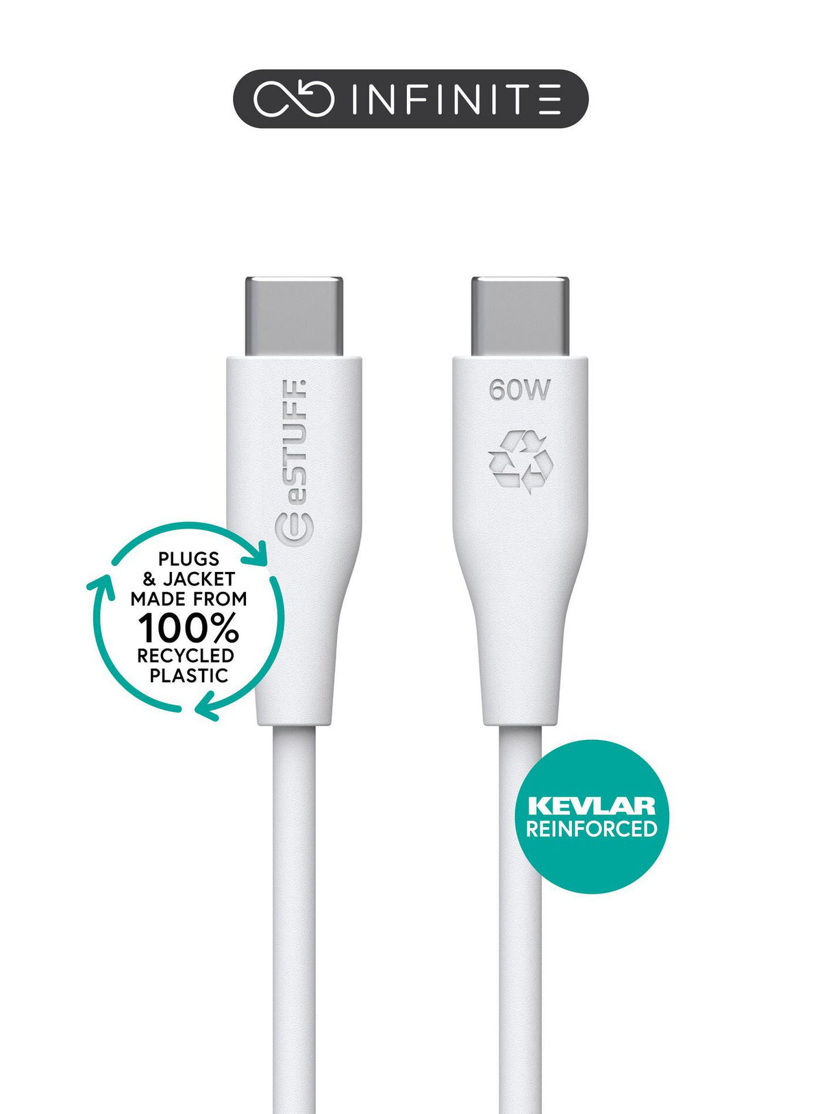 eSTUFF ES604270-BULK USB cable USB 2.0 2 m USB C 60 W White