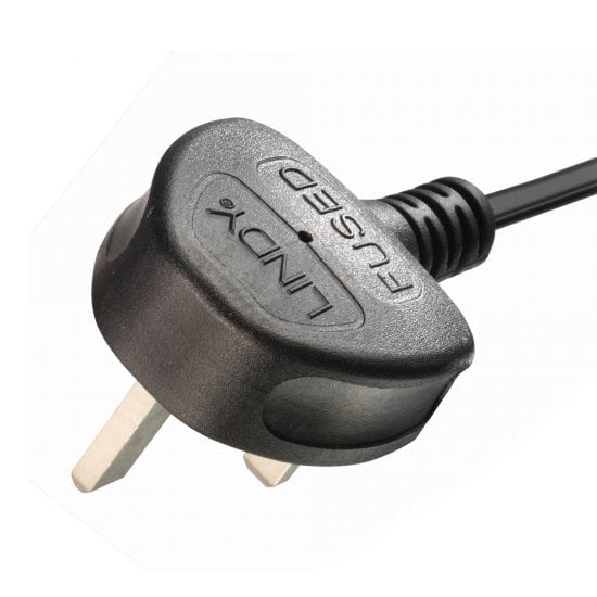 Lindy 2.5m UK 3 Pin Plug To IEC 2 x C5 Splitter Extension Cable, Black