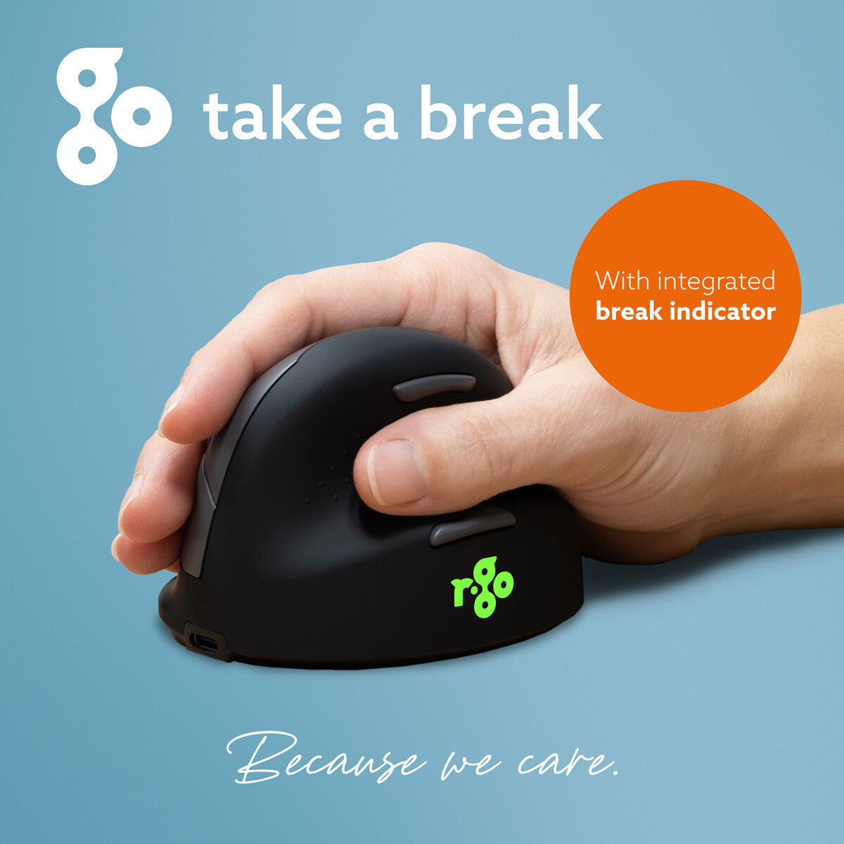 R-Go Tools Ergonomic mouse R-Go HE Break with break software, large (hand size ≥ 185 mm), right-handed, Bluetooth, black
