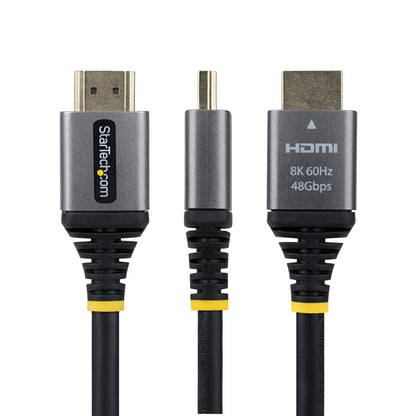 StarTech.com 1ft (30cm) Certified Ultra High Speed HDMI Cable, 8K 60Hz/4K 120Hz, HDMI 2.1 Cable with HDR10+ / eARC, 48Gbps, 8K HDMI Cord for Monitor/TV/Display, Flexible TPE Jacket