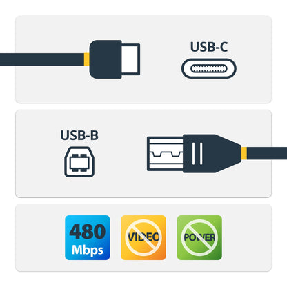 StarTech.com USB-C to USB-B Printer Cable - M/M - 0.5 m - USB 2.0