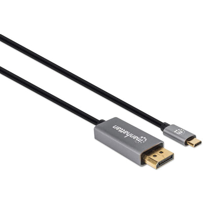 Manhattan USB-C to DisplayPort 1.4 Cable, 8K@60Hz, 2m, Male to Male, Black, Not Bi-Directional, Three Year Warranty, Equivalent to CDP2DP146B (except 20cm longer)