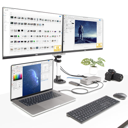 StarTech.com Universal USB4 & Thunderbolt 4 Docking Station, Quad Display on Windows, Dual Display on MacBook, HDMI DP Dock with 100W Laptop Charging