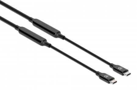 Manhattan Active USB-C to USB-C Cable, 5m, USB 3.2 Gen 2 (formerly USB 3.1 Gen 2), 10 Gbps, 3A/60W Fast Charging, SuperSpeed+ USB, DisplayPort Alt Mode Video up to 8K@60Hz, Black, Three Year Warranty
