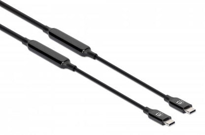 Manhattan Active USB-C to USB-C Cable, 5m, USB 3.2 Gen 2 (formerly USB 3.1 Gen 2), 10 Gbps, 3A/60W Fast Charging, SuperSpeed+ USB, DisplayPort Alt Mode Video up to 8K@60Hz, Black, Three Year Warranty
