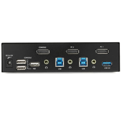 StarTech.com 2 Port DisplayPort KVM Switch - 4K 60Hz - Single Display - Dual Port UHD DP 1.2 USB KVM Switch with Integrated USB 3.0 Hub & Audio - Dell HP Apple Lenovo - TAA Compliant