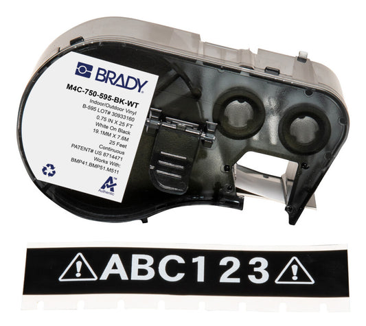 Brady M4C-750-595-BK-WT printer label Black, White Self-adhesive printer label