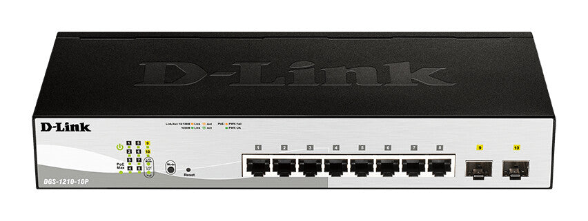 D-Link DGS-1210-10P Managed L2 Gigabit Ethernet (10/100/1000) Power over Ethernet (PoE) 1U Black