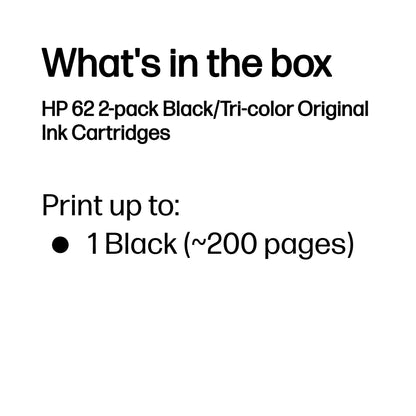 HP 62 2-pack Black/Tri-color Original Ink Cartridges
