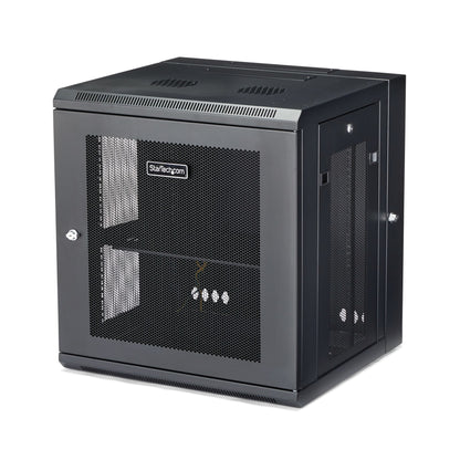 StarTech.com 4-Post 12U Wall Mount Network Cabinet with 1U Shelf, 19" Hinged Wall-Mounted Server Rack for Data / AV / Electronics / Computer Equipment, Flexible Vented Rack Enclosure