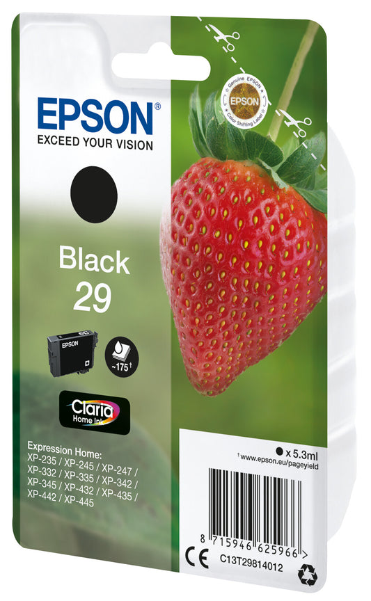 Epson Strawberry Singlepack Black 29 Claria Home ink cartridge