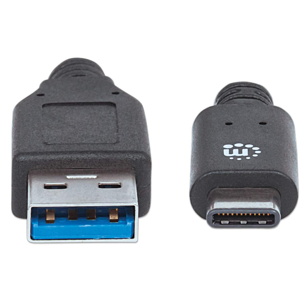 Manhattan USB-C to USB-A Cable, 1m, USB 3.2 Gen 2 (formerly USB 3.1 Gen 2), 10 Gbps, 3A Fast Charging, SuperSpeed+ USB, Black, Lifetime Warranty, Equivalent to USB31AC1M