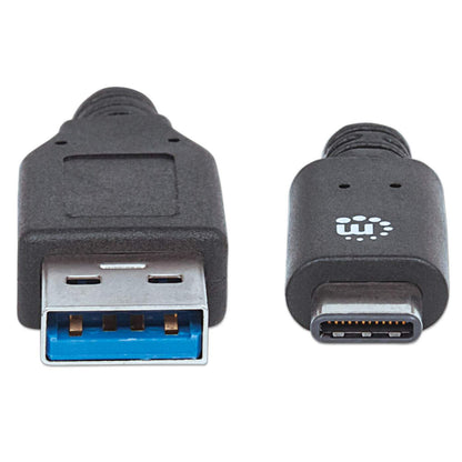 Manhattan USB-C to USB-A Cable, 1m, USB 3.2 Gen 2 (formerly USB 3.1 Gen 2), 10 Gbps, 3A Fast Charging, SuperSpeed+ USB, Black, Lifetime Warranty, Equivalent to USB31AC1M