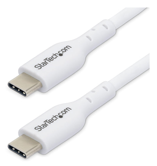 StarTech.com 2m (6.6ft) White USB-C Charging Cable, USB C Cable, USB 2.0 Type-C Laptop Charger Cord, 60W 3A Power Delivery, TPE Jacket, USB-C Data Transfer Cable, M/M