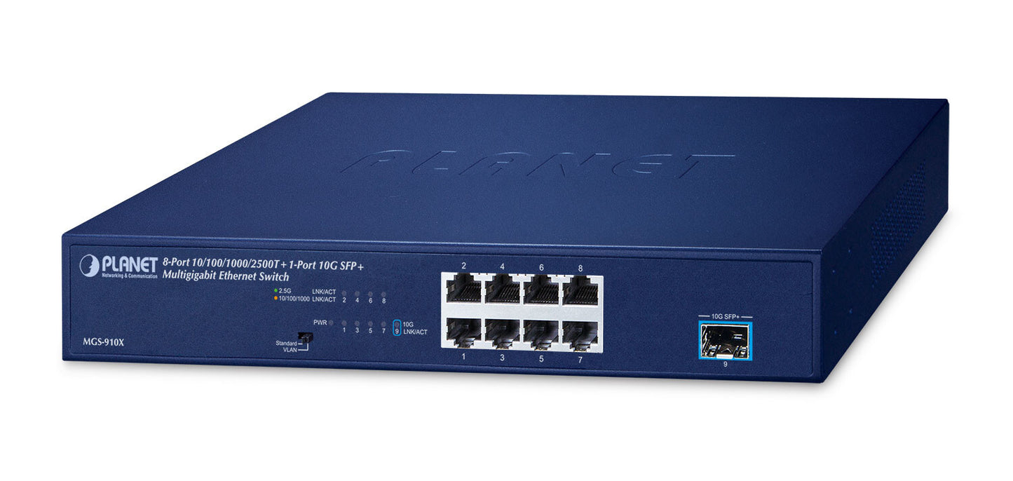 PLANET 8-Port 10/100/1000/2500T + Unmanaged 2.5G Ethernet (100/1000/2500) Blue